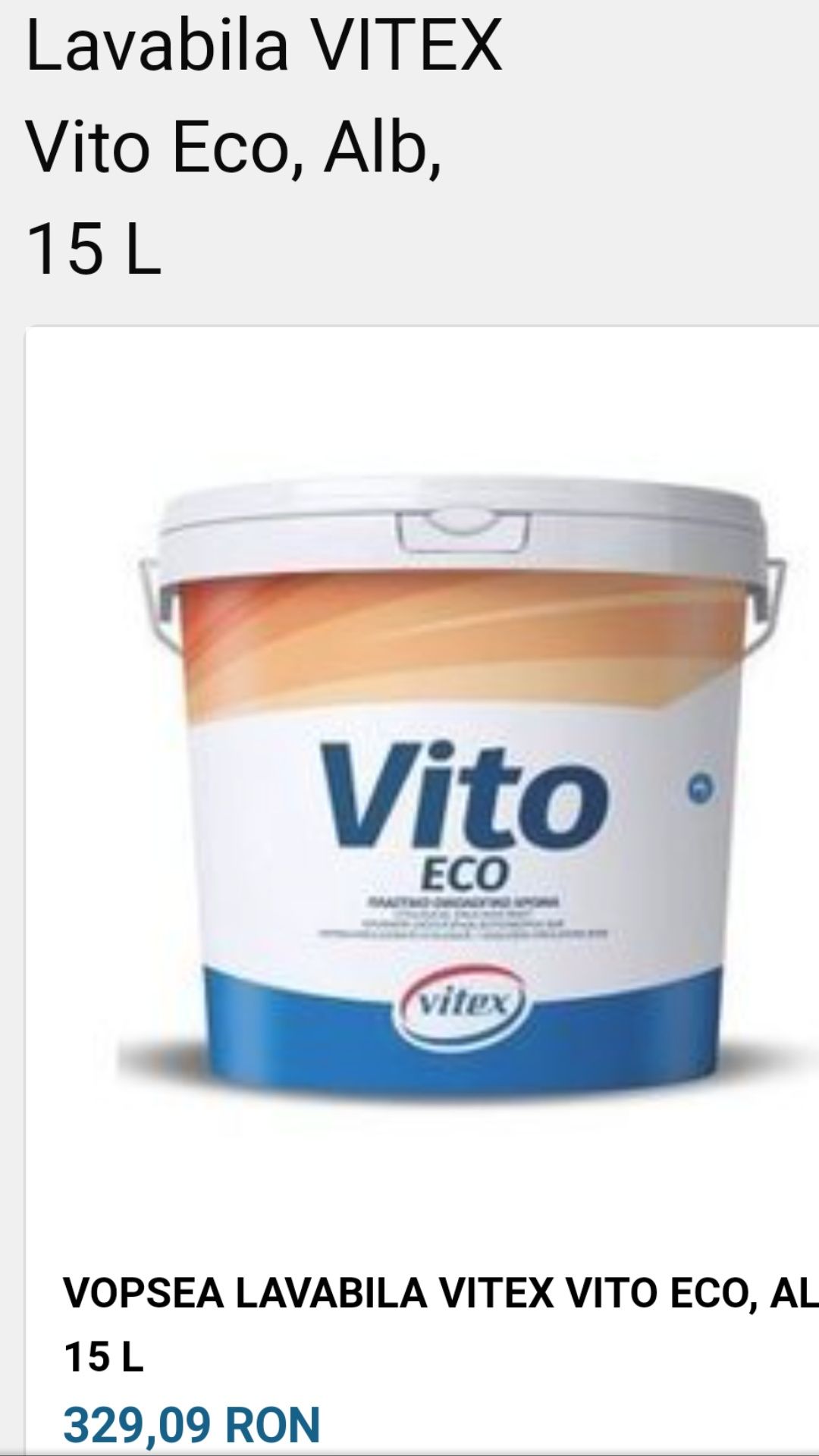 Lavabilă VITEX VITO ECO alb 15 kg.