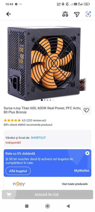 Sursa nJoy Tiran 600,600W Real power PFC Activ,80 Plus Bronze
