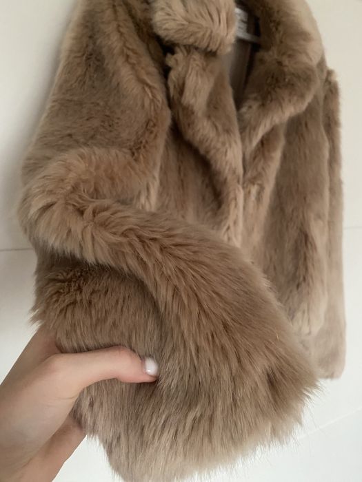 Палто с косъм - nude, cream