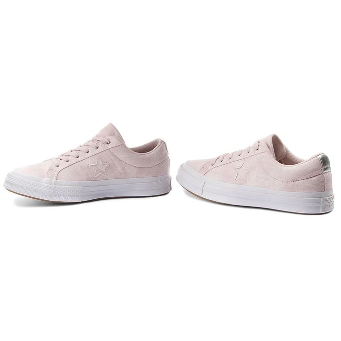 Converse One Star Ox Barely Rose & White/ велурени кецове