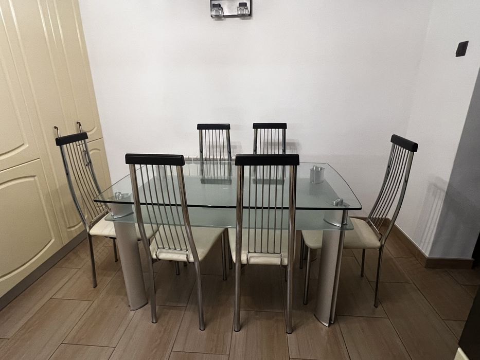 Set Masa sticla cu 6 scaune