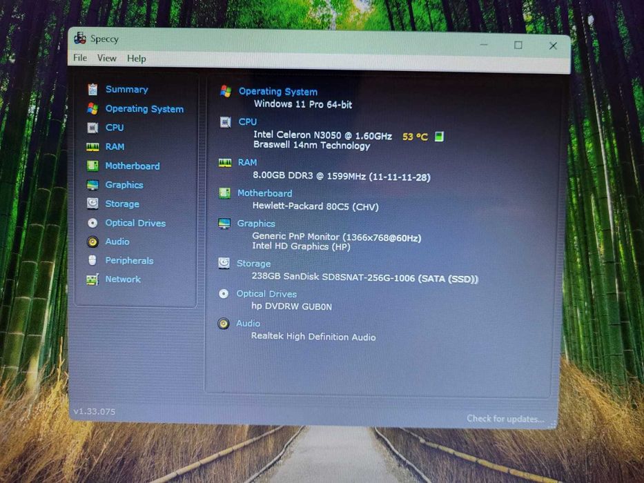 HP 15.6" 15-AC002NQ, Intel Celeron N3050 1.6Ghz, 8GB DDR3, SSD 256 GB