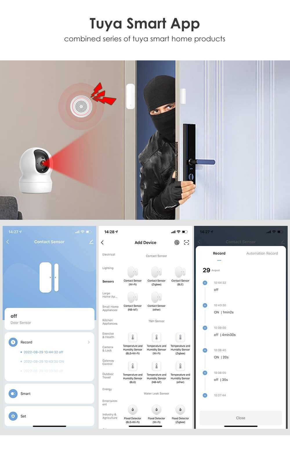 Smart WiFi сензор / детектор за отворена- затворена врата / прозорец