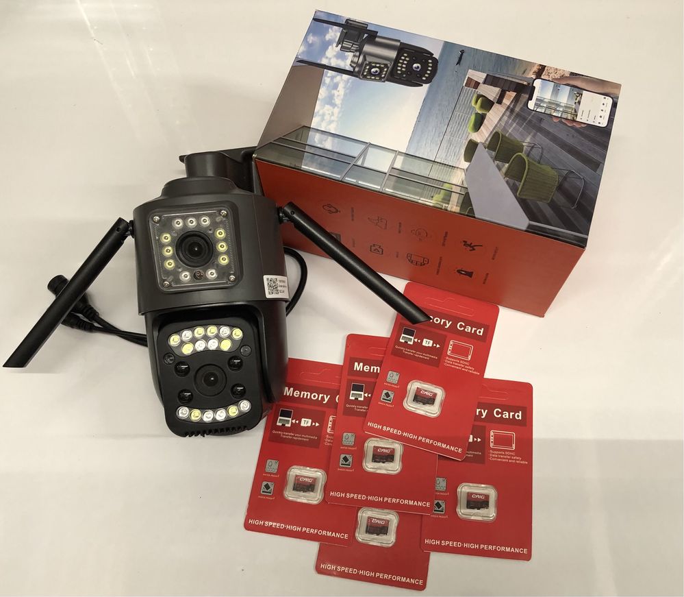 Camera Rotativa Supraveghere 2 Lentile 6Mp Long IR Color IP66 Sd-64Gb