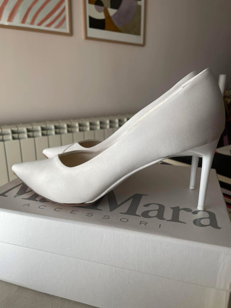 Pantofi mireasa albi Max Mara