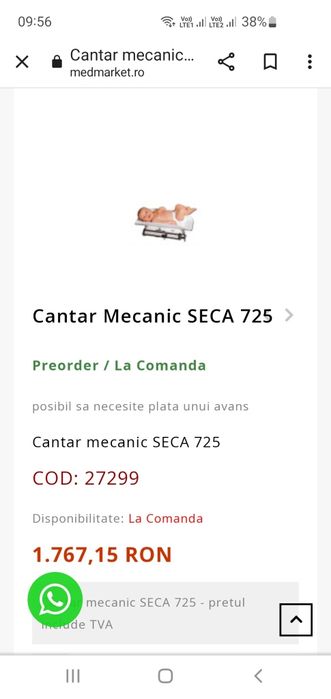 Cantar mecanic Seca pt bebelusi