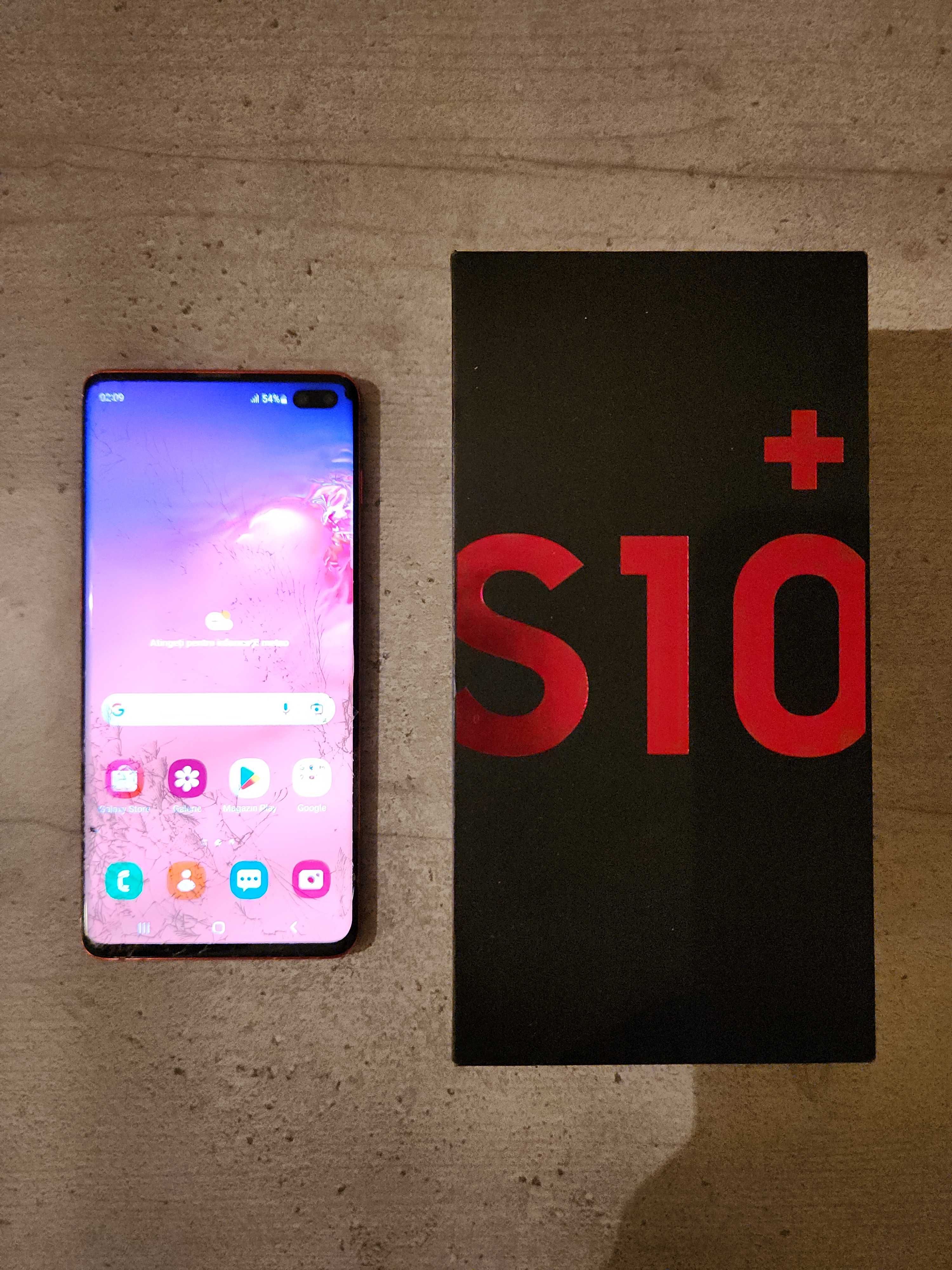 Samsung Galaxy S10+ Cardinal Red, 128GB, 8GB RAM, sticla sparta