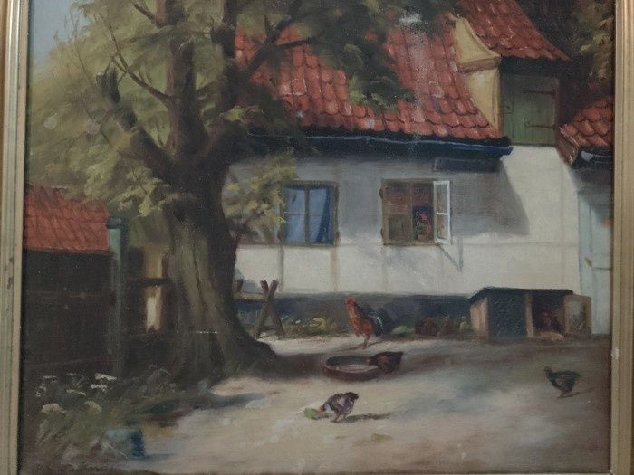 Tablou antic deosebit in ulei pe pânza , dimensiuni 68 cm cu 58