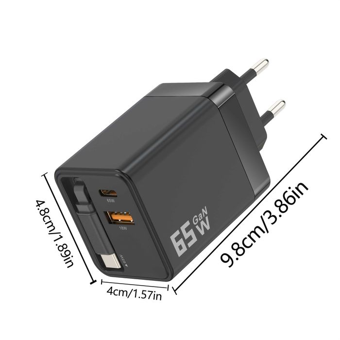 65W GaN PD 3.0 Ултра Бързо Зарядно за Смартфони MacBook Pro и Лаптопи