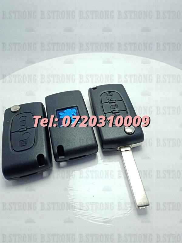 Carcasa Cheie Model Briceag Citroen 2 Butoane Neagra