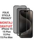 Folie de Sticla Privacy iPhone 16e - 16 Plus - 16 Pro Max