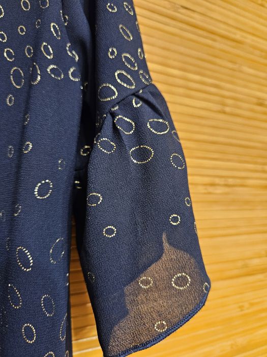 Rochie elegantă albastru/auriu