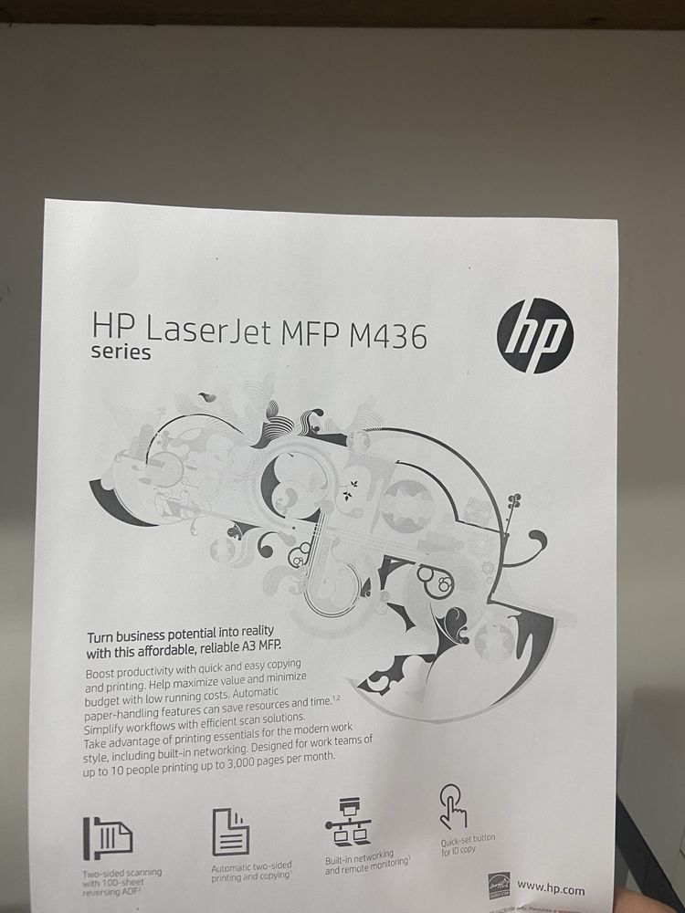 Принтер A3/A4 HP laserjet MFP436NDA
