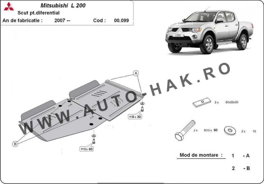 Scut metalic cutie de viteze diferential Mitsubishi L200 2007pana2015