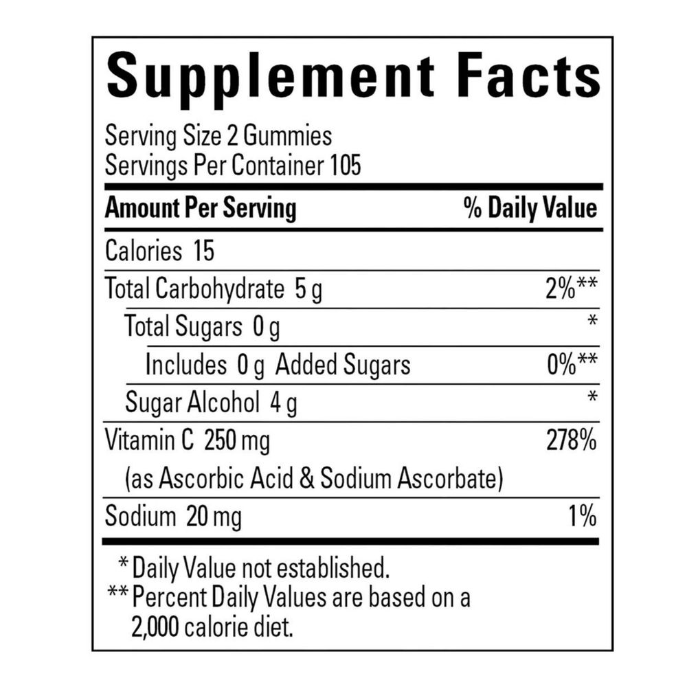 Втамин С без сахара 210шт Nature Made  Zero Sugar Vitamin C Gummies