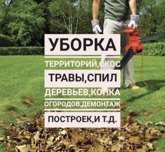 Уборка территорий,помощь на даче, разнорабочие, спил деревьев, копка.