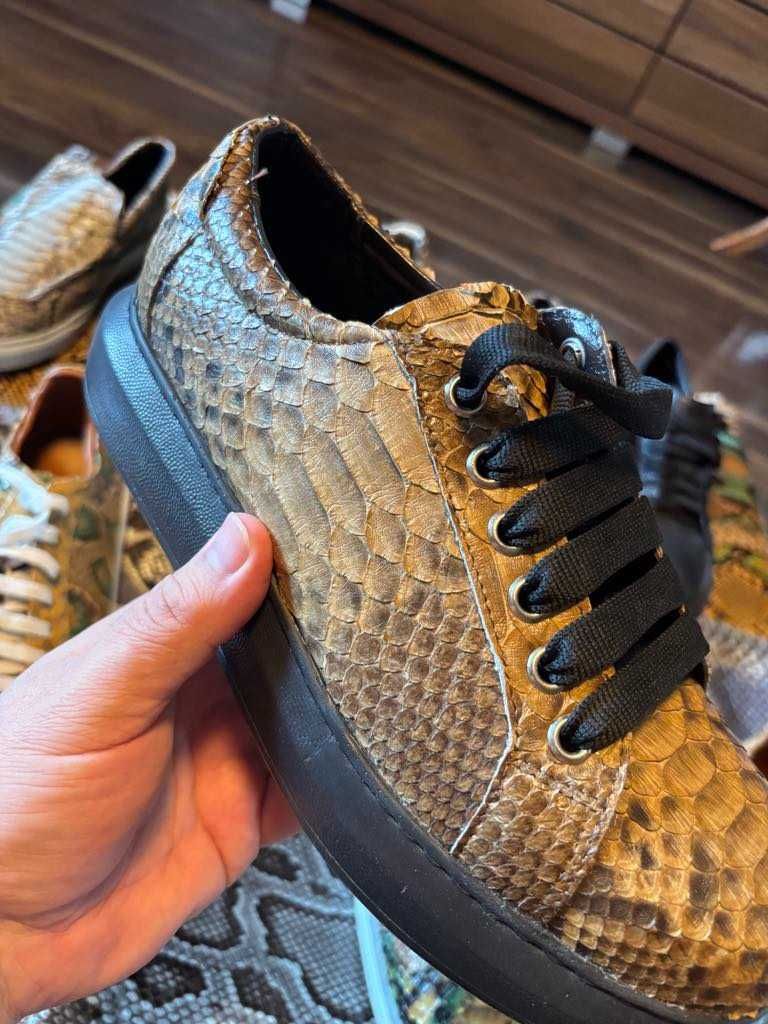Sneakersi barbati din piele exotica de piton