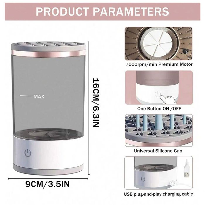 Aparat pentru Curatare Pensule Machiaj 3 in 1, Smart MakeUp, Spalare