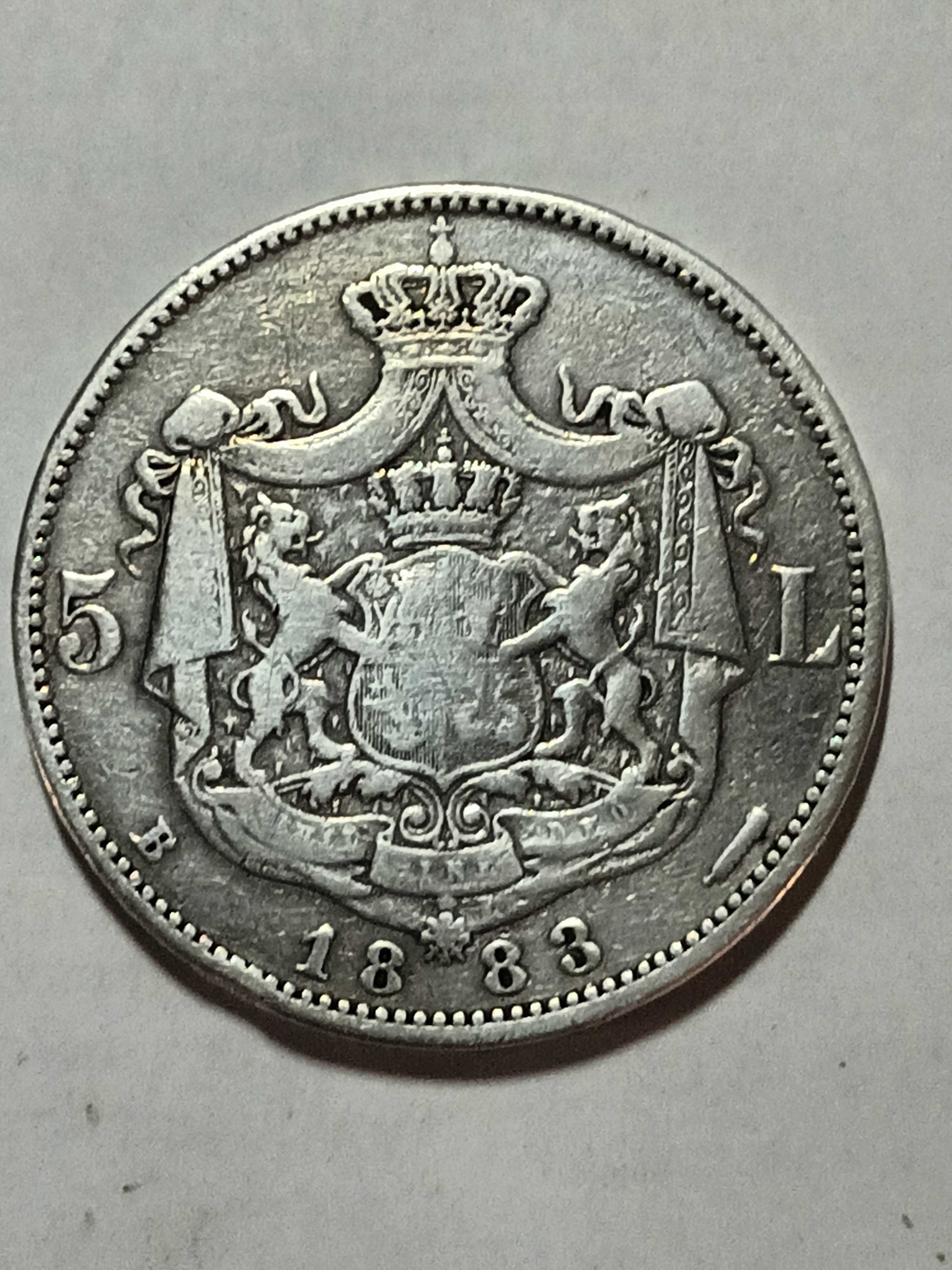 Moneda de argint  5 lei 1883