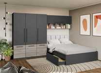 Set Dormitor Noce 3.05m cu pat tapitat Alb incadrat