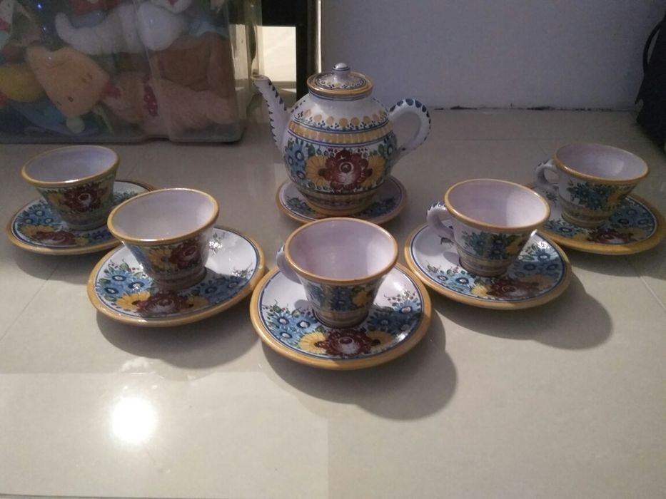 Colectie vintage german set ceainic 5 persoane handmade din anul 1944