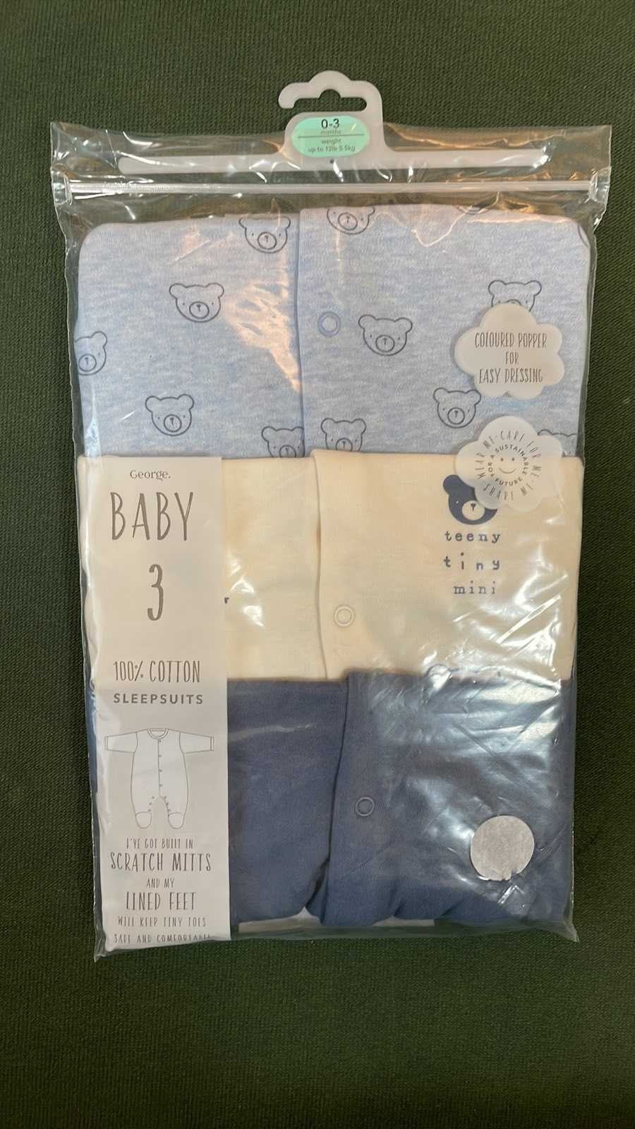 Ромпер за момче бебе 100% памук, детска пижама, 3 броя, 3 размера