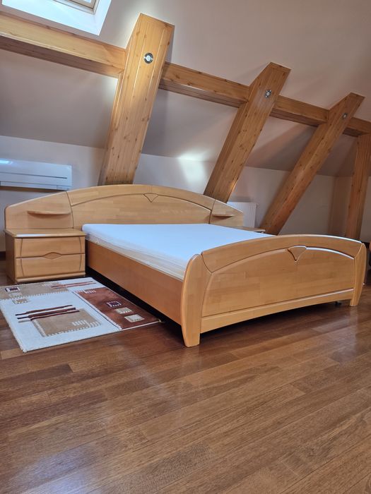 Pat + noptiere + comode + dulap lemn stratificat fag nou