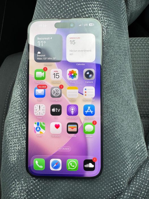 Iphone 15 pro max 256gb titanium black am si cutia