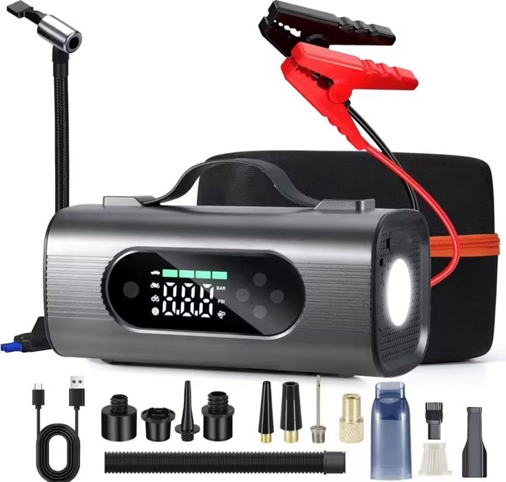 Бустер, Powerbank, Jump start, Компресор, Фенер, Въздуходувка 8 в 1