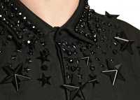 GIVENCHY Black Stars and Crystal Beads Мъжка Риза с Кристали size XS