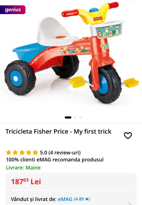 Vand tricicleta Fisher Price (Noua este 190 Lei)