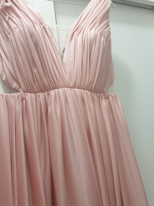 Rochie lunga-roz pudra