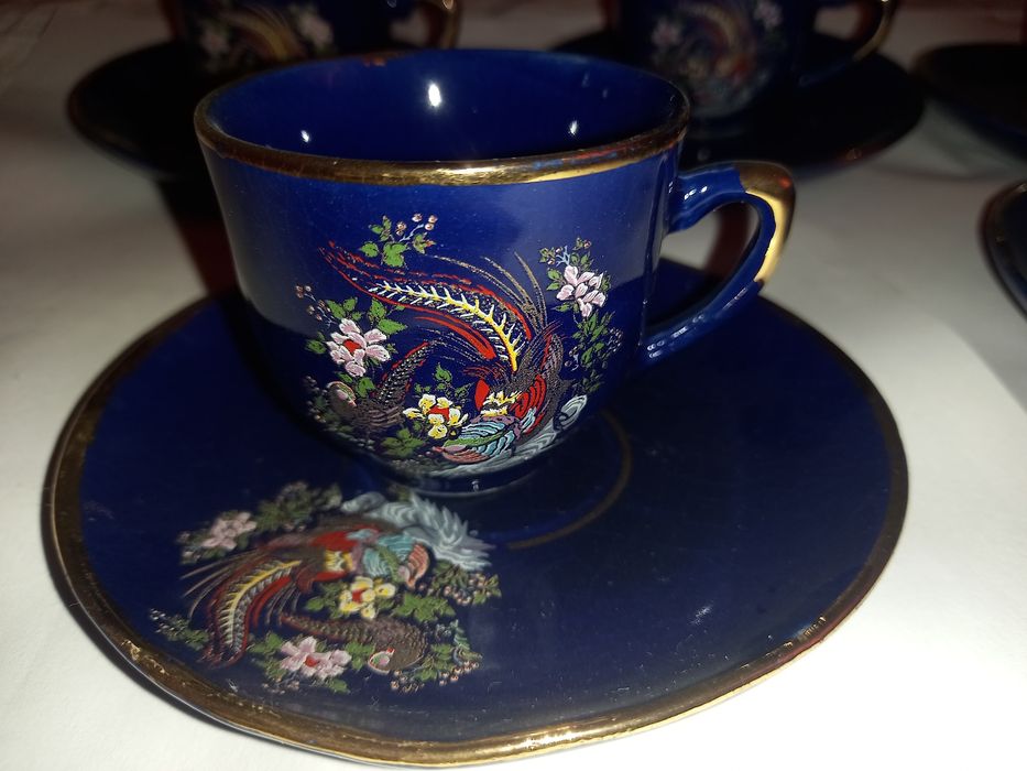 Set 5 cesti+ 5 farfurioare de portelan