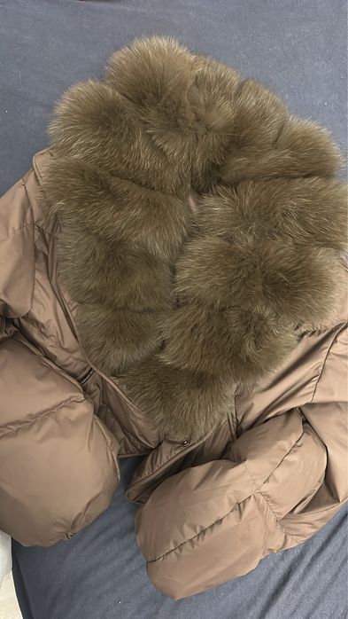 Geaca cu blana naturala de vulpe si puf de gasca