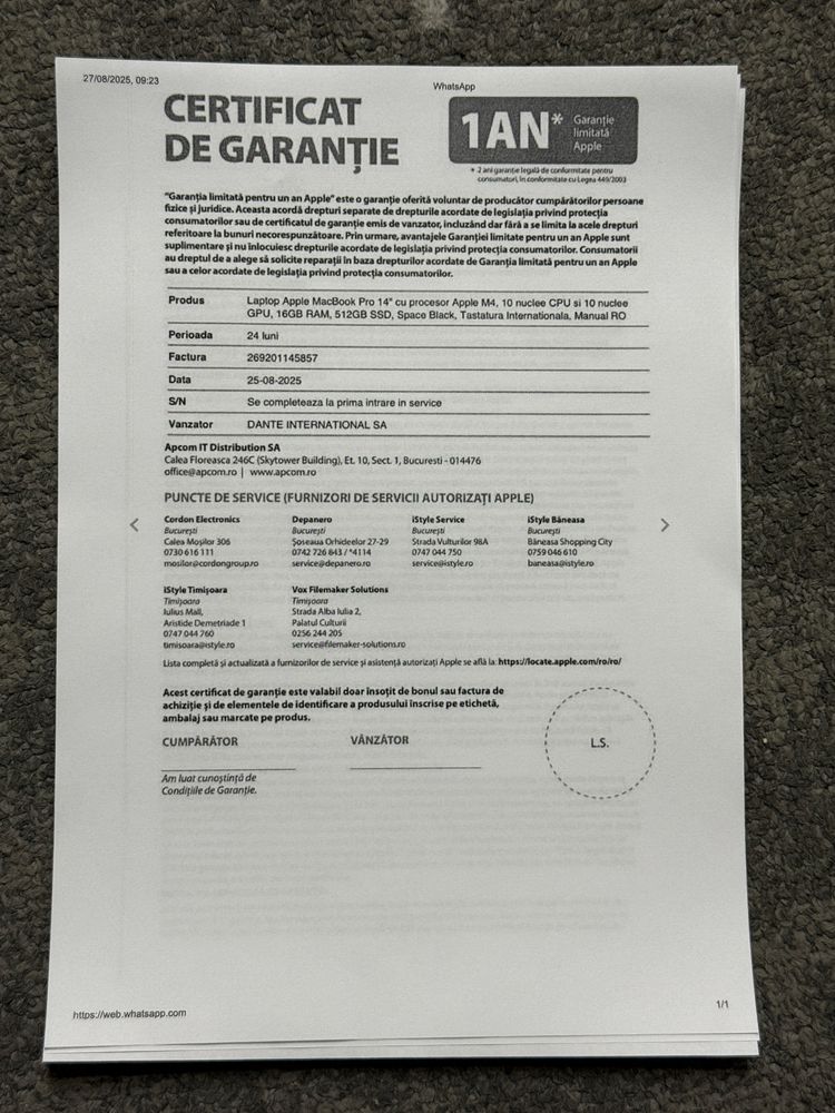 Macbook Pro 14 M4 Sigilat