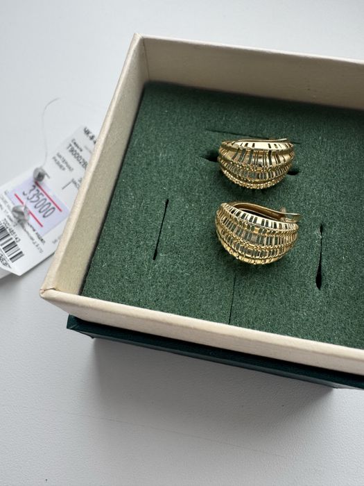 Продам ажурные  серьги желтое золото качество топ не турция/италия