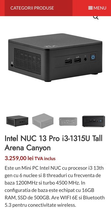 Mini PC Intel NUC 13 Pro i3 13 th 512 gb nou