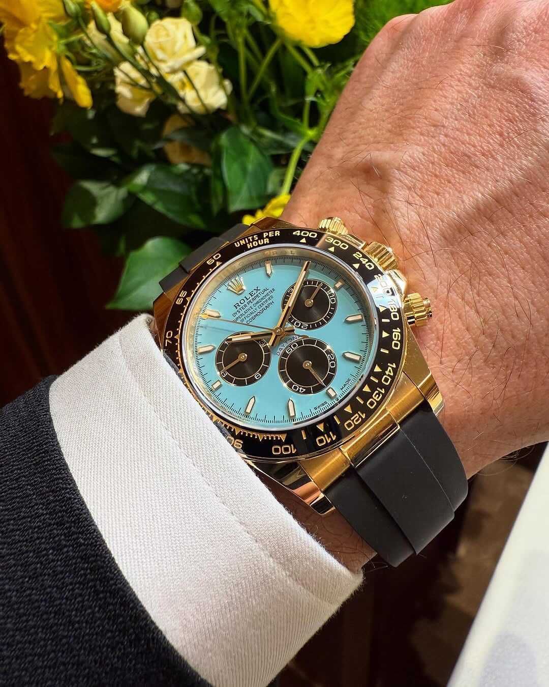 rolex daytona gold/blue 40mm
