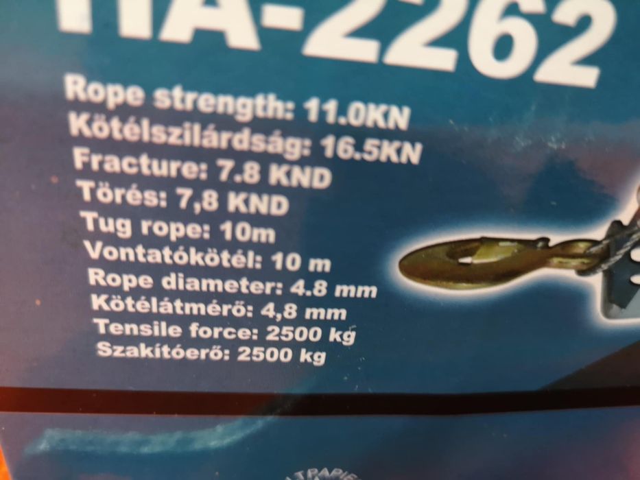Troliu Manual 2500 kg 10 metri cablu.