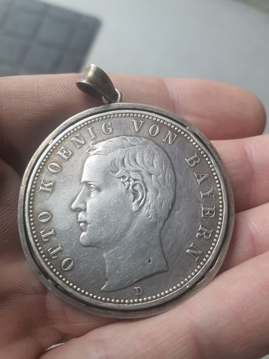 Monedă argint 1908 5 mărci Otto  Koenig von Bayern