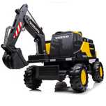 Excavator electric pentru copii VOLVO echipat cu scaun TAPITAT #Galben