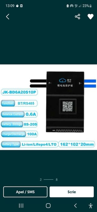 Bms echilibrare activa 0.6A  li-ion 100A
