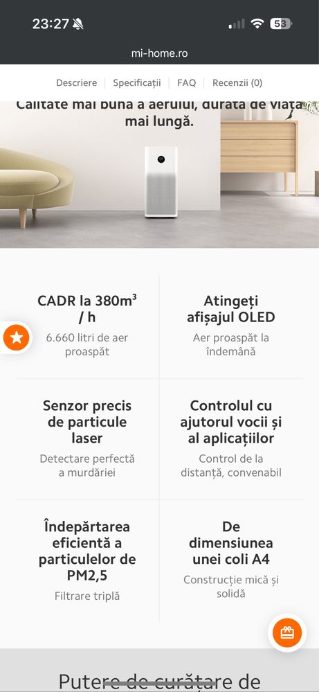 Purificator de aer Xiaomi Mi Air 3H, stare foarte buna