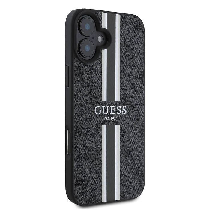 Guess hardcase 4g printed stripes magsafe калъф за iphone 17 – черен