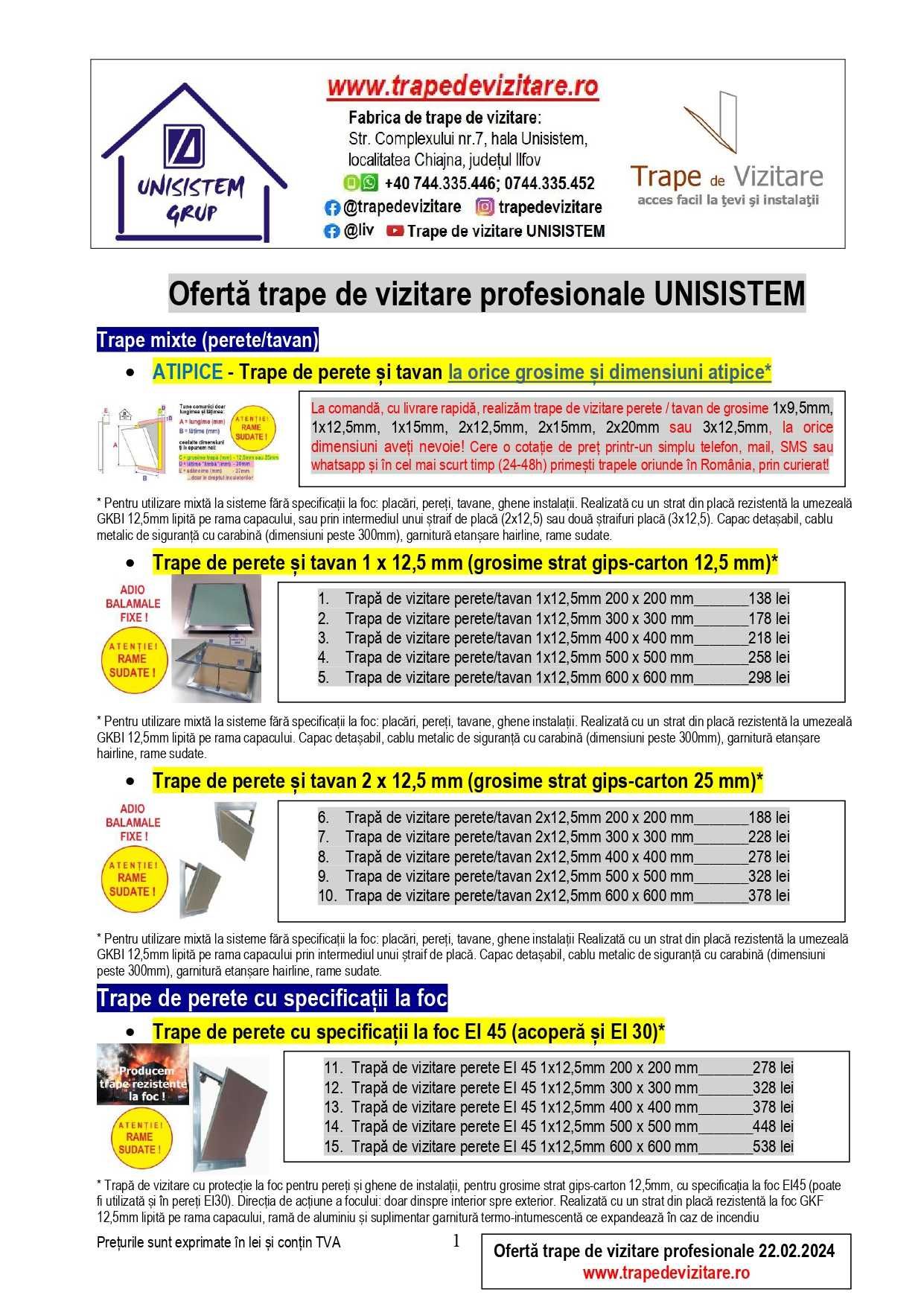 Trape pentru spații umede - exterior / interior