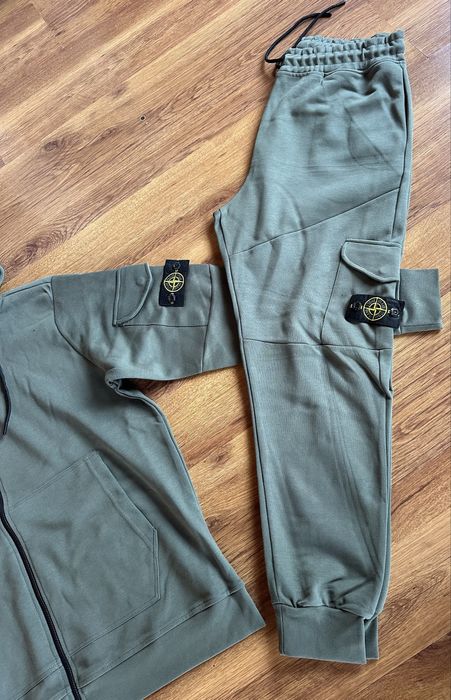 Мъжки,памучен,масленозелен екип Stone Island ГОЛЕМИ РАЗМЕРИ