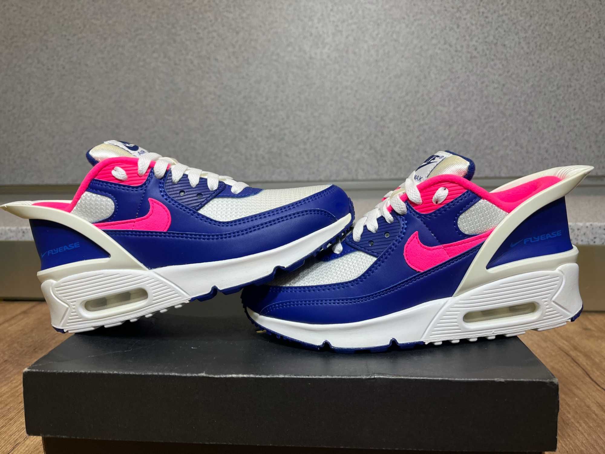 ОРИГИНАЛНИ *** Nike Air Max 90 Flyease White Blue Pink Easy On Off