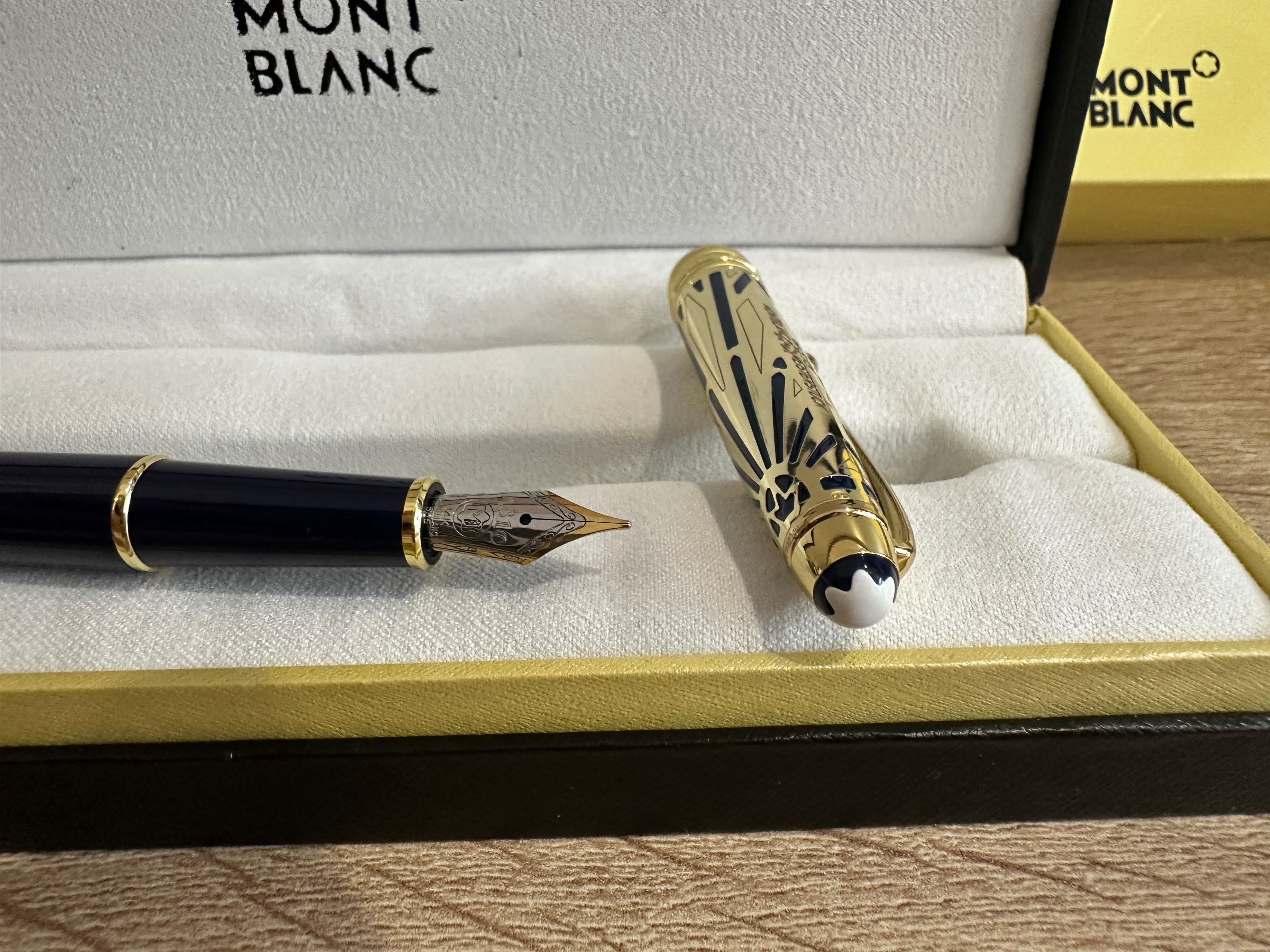 Stilou Mont Blanc Meisterstuck fountain pen, reserva/cerneala, auriu