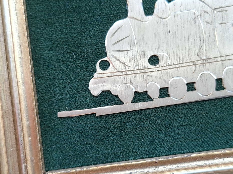 Tablou foaie de argint 925 tren locomotiva