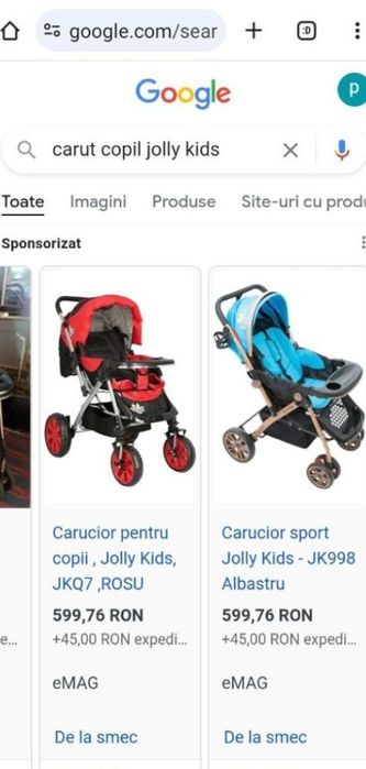 Carucior Carut Copil - Jolly Kids Sport Rosu , CA NOU ! doar Rm.Valcea